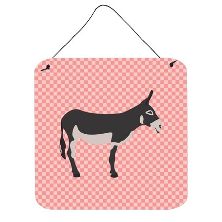 MICASA American Mammoth Jack Donkey Pink Check Wall or Door Hanging Prints6 x 6 in. MI229765